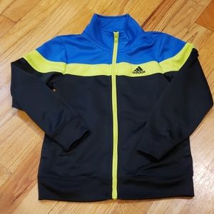 Boys ADIDAS Black/Blue/Yellow Zip Up Track Jacket